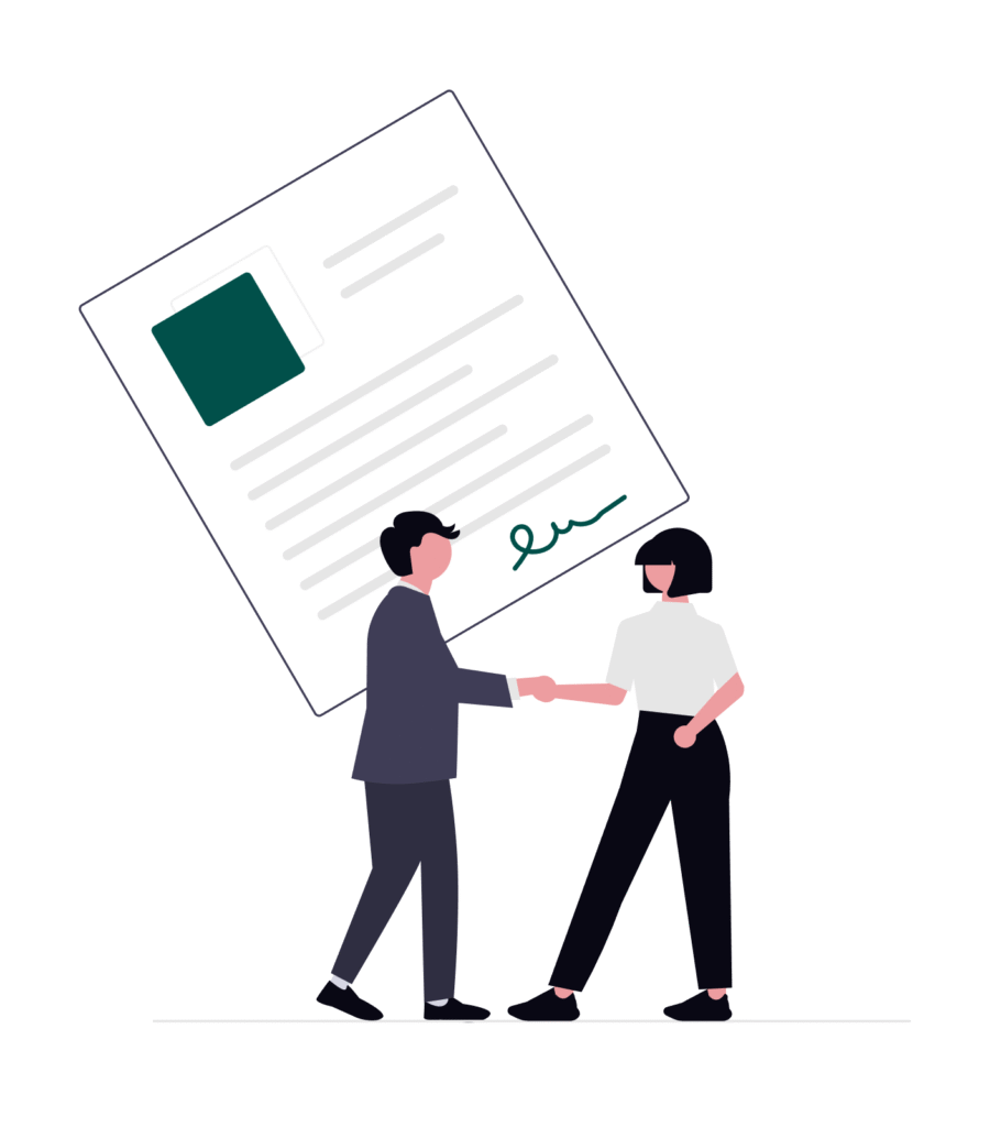 Business partnership agreement illustration representing logistics partners and global shipping collaboration